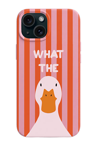 shoptocase iPhone 15 Uyumlu What The Duck Desenli İçi Süet Lansman Telefon Kı...