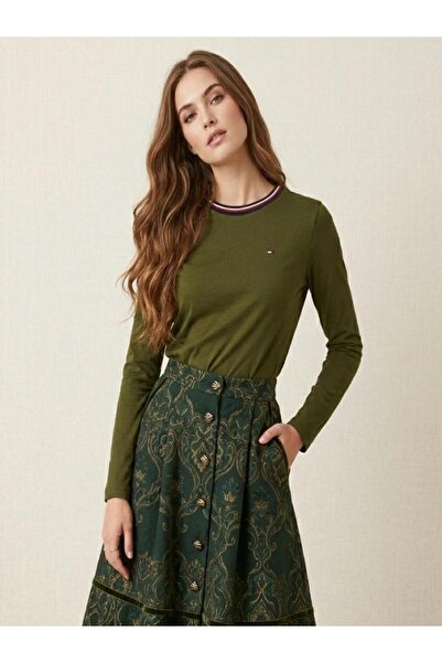 Tommy Hilfiger Women Long Sleeve Crewneck Regular Logo T-shırt