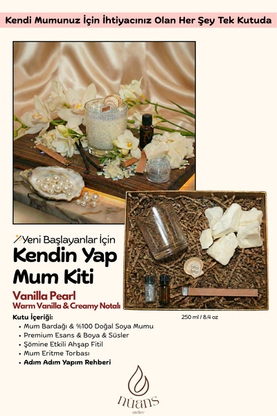 Nüans Atelier Vanilla Pearl Şömine Etkili Mum Yapım Seti - Kendin Yap (DIY) H...