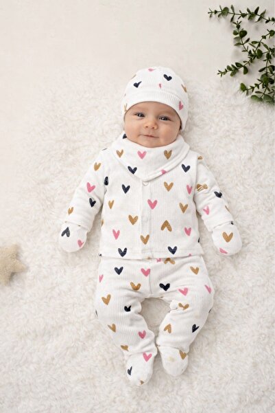 ENİA BABY Yenidoğan Bebek Desenli 5 Parça Hastane Çıkış Seti Kız Bebek Erkek ...