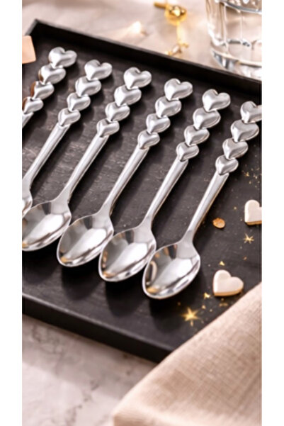 abanasa abanasa Naz Home 6’lı Kalp Desenli Çay Kaşığı Seti