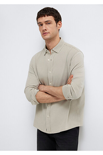 Mavi Linen Blend Green Tencel Tm Lyocell Shirt Regular Fit / Normal Cut 02114...