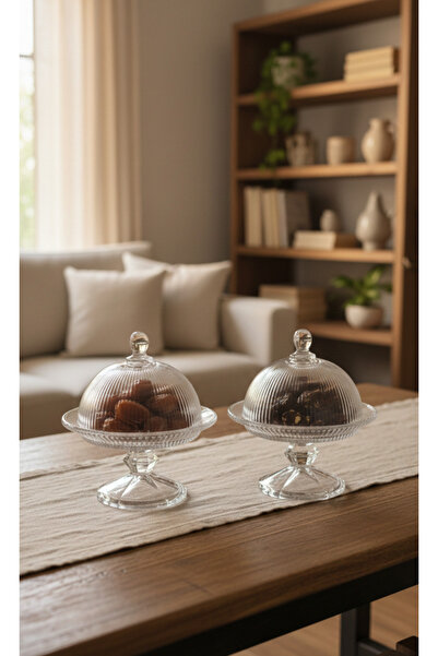 AR HOME وعاءان زجاجيان للتمر والمكسرات