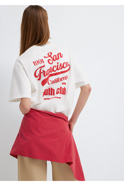 Mavi San Francisco Printed Ecru T-Shirt Oversized / Wide Cut 1613862-70057