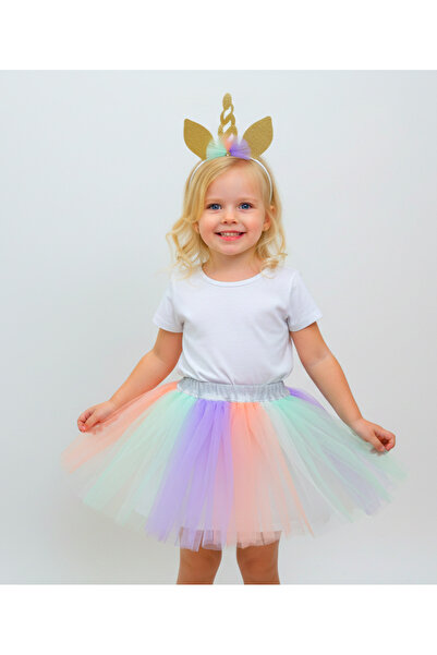 Şenkız Fusta pentru fetiță cu tutu colorat cu unicorn pentru ziua de naștere