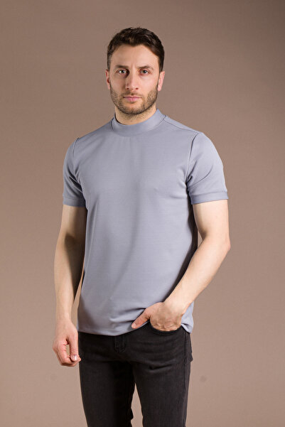 ZEKİ ÖZER Zeki Özer Erkek Mavi Yarım Boğazlı Soft T-shirt