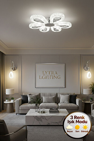 Litra Lighting Damla Model 6 "lı Gümüş 3 Renk Modu Ledli Modern Tavana sıfır ...