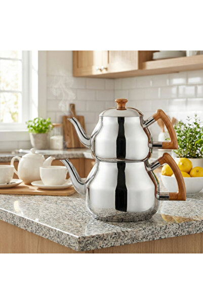 Özkent Marmaris Mini 1,9 Lt Çaydanlık Takımı Paslanmaz Süzgeçli