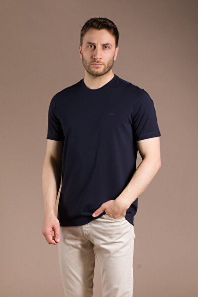 ZEKİ ÖZER Ανδρικό μπλουζάκι Navy Blue Basic O λαιμόκοψη