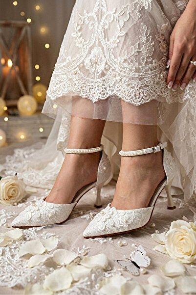 Modavien Дамски сватбени обувки с перли, 7 см (ПЪЛЕН ЗАПАС)
