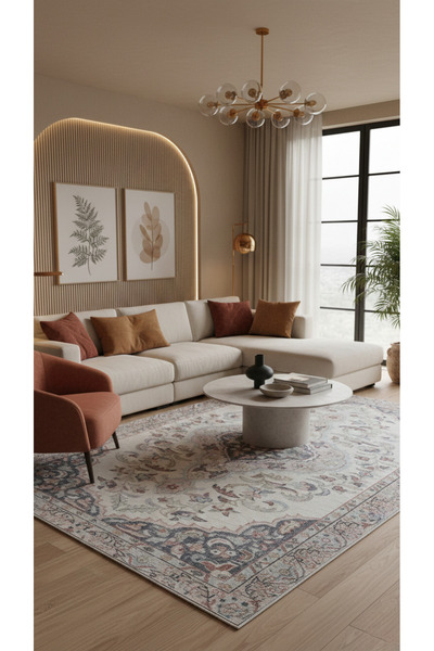 Loop Rugs El Dokuması Eskitme Vintage Organik Yün&Pamuk Türk Halısı - 151 x 2...