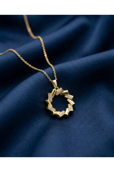 GKCBijoux 316L Steel Gold Baguette Stone Infinity Loop Necklace - Tarnish Res...