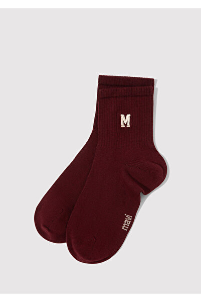 Mavi M Embroidered Burgundy Socks 1913541-30840