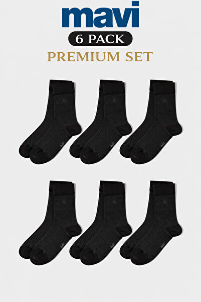 Mavi Seal logo embroidered (6 pieces) black socket socks