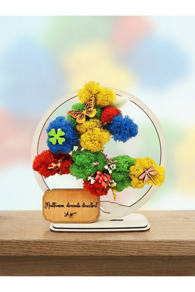 OEM Gift for Director – White Bonsai 20 cm with Stabilized Natural Lichens