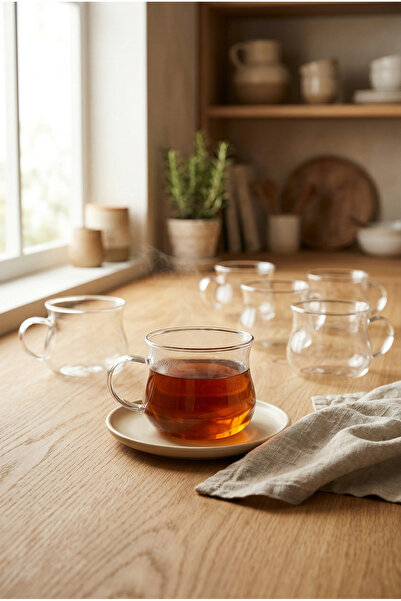 tutku home 6'lı Borosilikat Cam Çay Bardağı