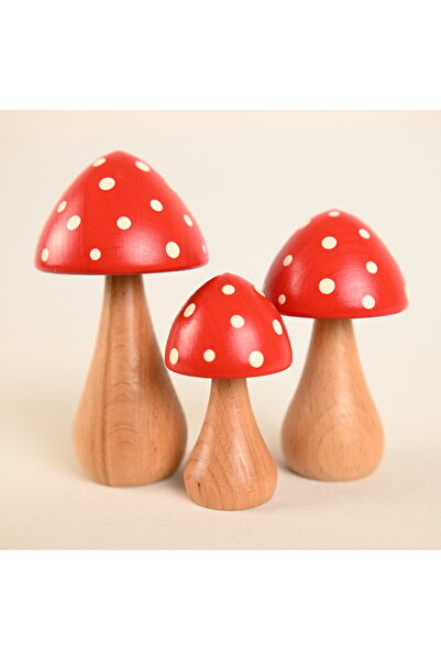 Zyt Tasarım Doğal Ahşap Mantar Süs Mantar Şans Mantarı Dekor Uğurlu
