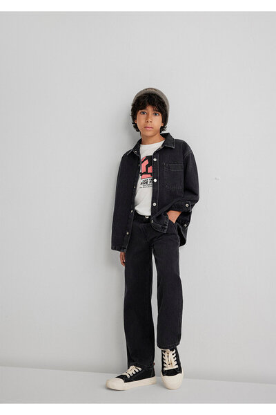 Mavi Bobbo 90s Anthrazitfarbenes Denim-Jeanshemd Oversize / Weit geschnitten ...