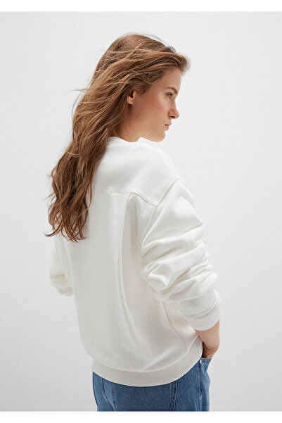 Mavi Bisiklet Yaka Ekru Sweatshirt 1S10358-70057