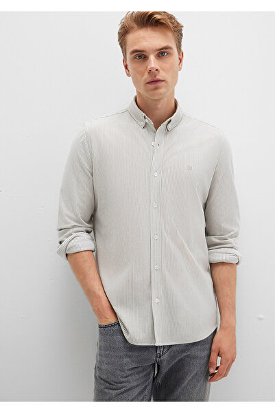 Mavi Çizgili Haki Gömlek Slim Fit / Dar Kesim 0211402-91332