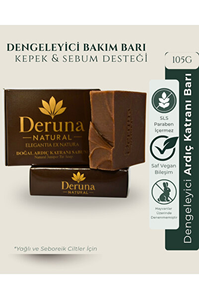 DERUNA NATURAL Doğal Ardıç Katranı Sabunu - Zeytinyağı & Hindistan Cevizi Yağ...