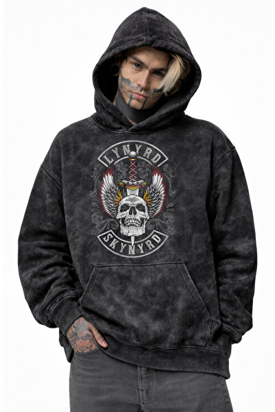 Fuddy Moda Unisex Lynyrd Skynyrd με τύπωμα με κουκούλα Πλενόμενο φούτερ, over...