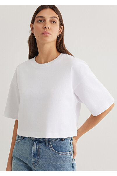 Mavi Beyaz Crop Basic Tişört Crop / Kısa Kesim 1612377-620