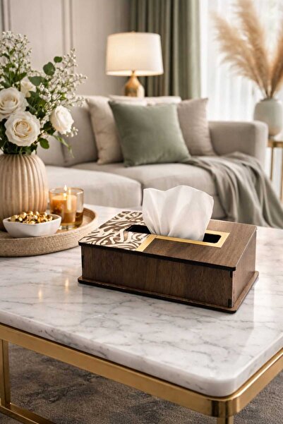 LAZORİAE صندوق مناديل خشبي