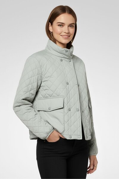Andrew Marc Women Quilted Puffer Jacket, Grey