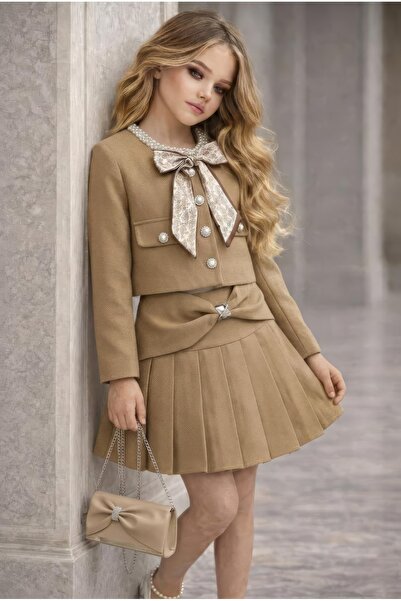 nora dress mini luxe Girl's Festive Jacket, Skirt, Scarf and Bag Set - 4-Piec...