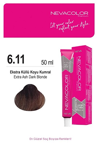 Nevacolor Premium 6.11 EKTRA KÜLLÜ KOYU KUMRAL Kalıcı Krem Saç Boyası 50ml