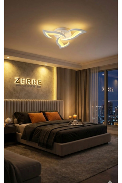 ZERRE Shop ARİA Beyaz Plafonyer 3'Lü Lüks Modern 3 RENK Ledli Avize