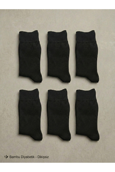 DRAV 6-Piece Black Color Unisex Bamboo Diabetic Socks - (Stitch-Free)