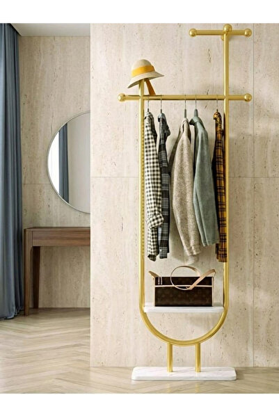 TrentonGCC علاقة ملابس طويلة قائمة، رف معدني ذهبي اللون للمعاطف مع رف، مناسبة...