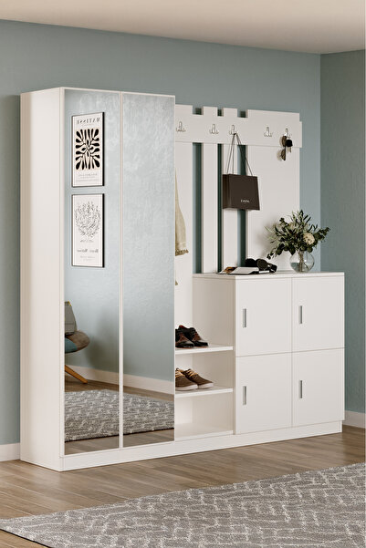 Yurudesign Gibson Vestiyer Portmanto Ayakkabılık Beyaz Dd9-w