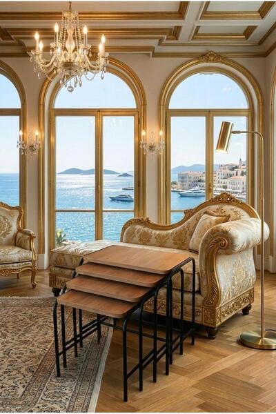 HOMEBELLA Valencia 4'lü Zigon Sehpa Takım Metal Statik Siyah Ayak Üreticiden