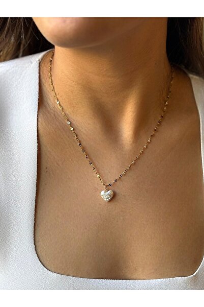 By Saadet Özkanlı Sevgilye hediye Gerçek kalp barok inci kolye , gül detaylı ...