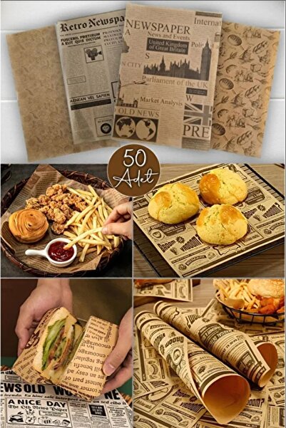 Kitchen Beauty Kendinden Desenli Yağlı Kağıt | 50 Adet Vintage Gazete Desen S...