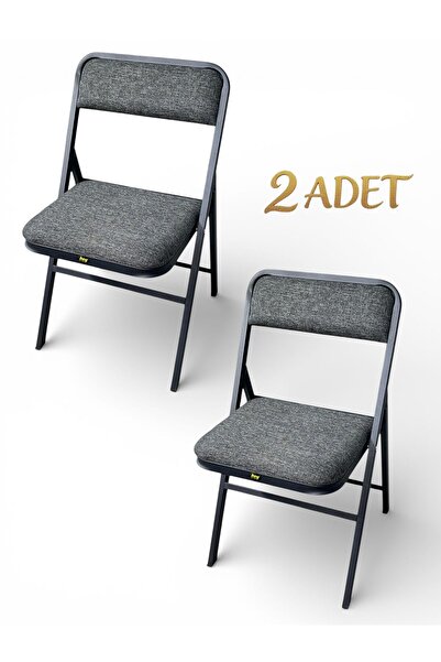 hey Katlanır Kamp Sandalyesi Piknik Sandalyesi Keten Gri Kumaş 2'li