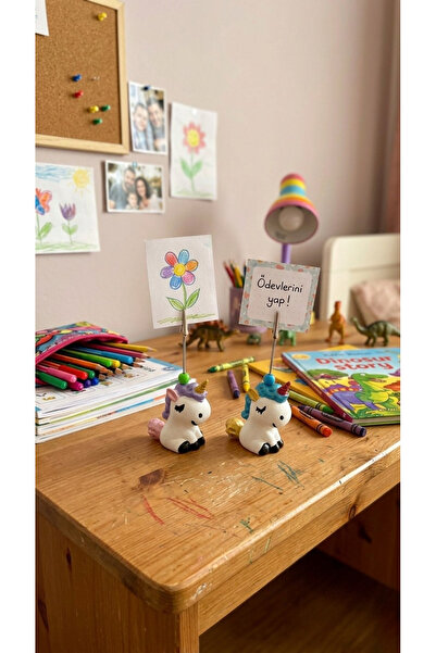 Store Çalışma Masası Not Tutucu Klipsli Metal Notluk Unicorn 2’li Set