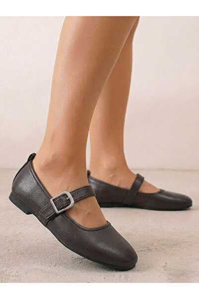 Nstil Daily Women's Flat Shoes with Straps, Rubber Buckle, Sewing Detail, Com...