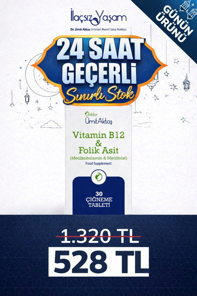 Dr. Ümit Aktaş Vitamin B12 & Folikasit - Aktif B9 - 30 Tablet
