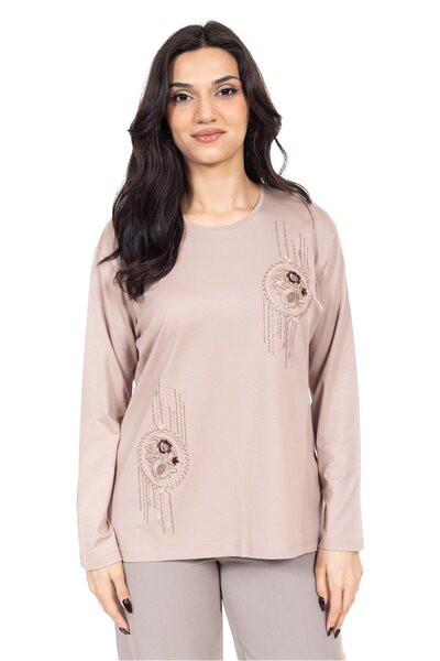 Mutlu City Yeni Sezon Kadın Orta Yaş ve Üzeri Viskoz Kanaviçe İşlemeli Lüks A...