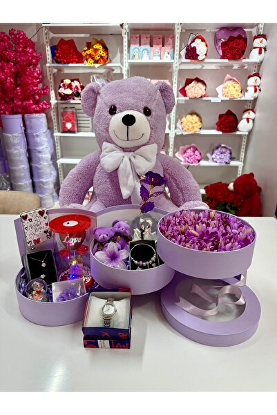 AYIEVRENİ Mor Kat Kat Mutluluk Evreni Sevgiliye Hediye Kutusu İkili Set