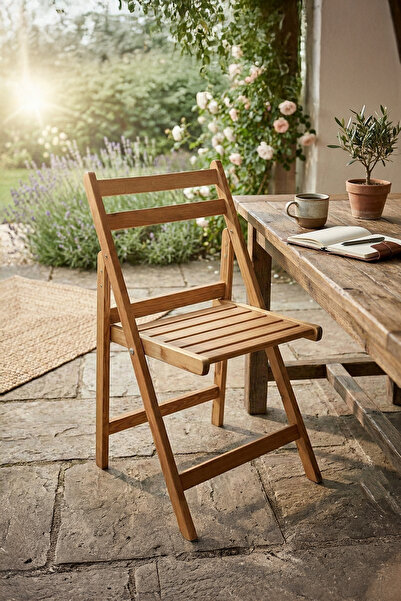 WOODENZ AHŞAP ATOLYESİ Katlanır Ahşap Sandalye – Bahçe Balkon Mutfak Kullanım...