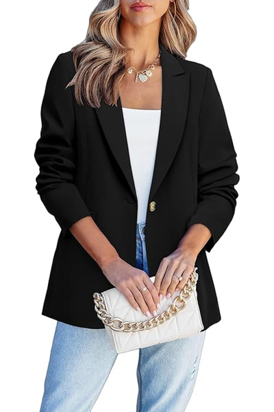 OEM Jachetă scurtă și elegantă cu mâneci lungi și buzunare Negru S