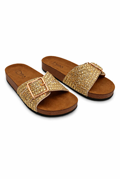 Pienn Anatomik Esnek Rahat Taşlı Boncuklu Tek Tokalı Kadın Terlik