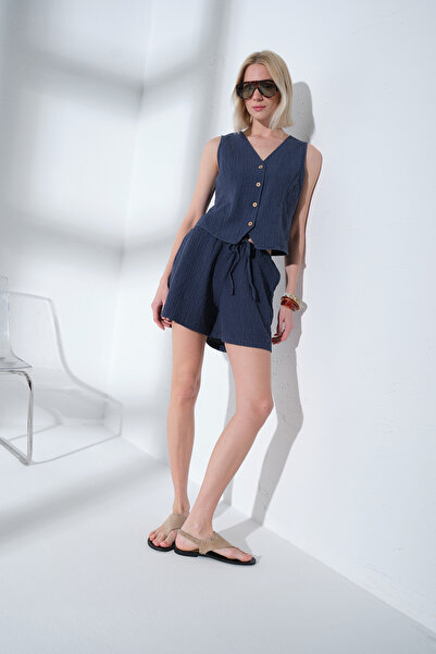 Maule Pamuk , Elastan Teksturirano tkana tkanina Ženske šortseve @Roma