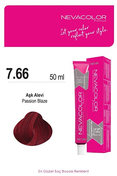 Nevacolor Premium 7.66 AŞK ALEVİ Kalıcı Krem Saç Boyası 50ml