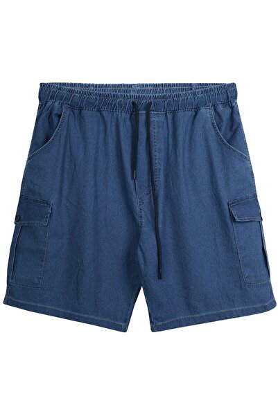 marufshop شورت جينز للرجال مقاس كبير مناسب لوزن 118-156 كجم مع جيوب شحن باللو...